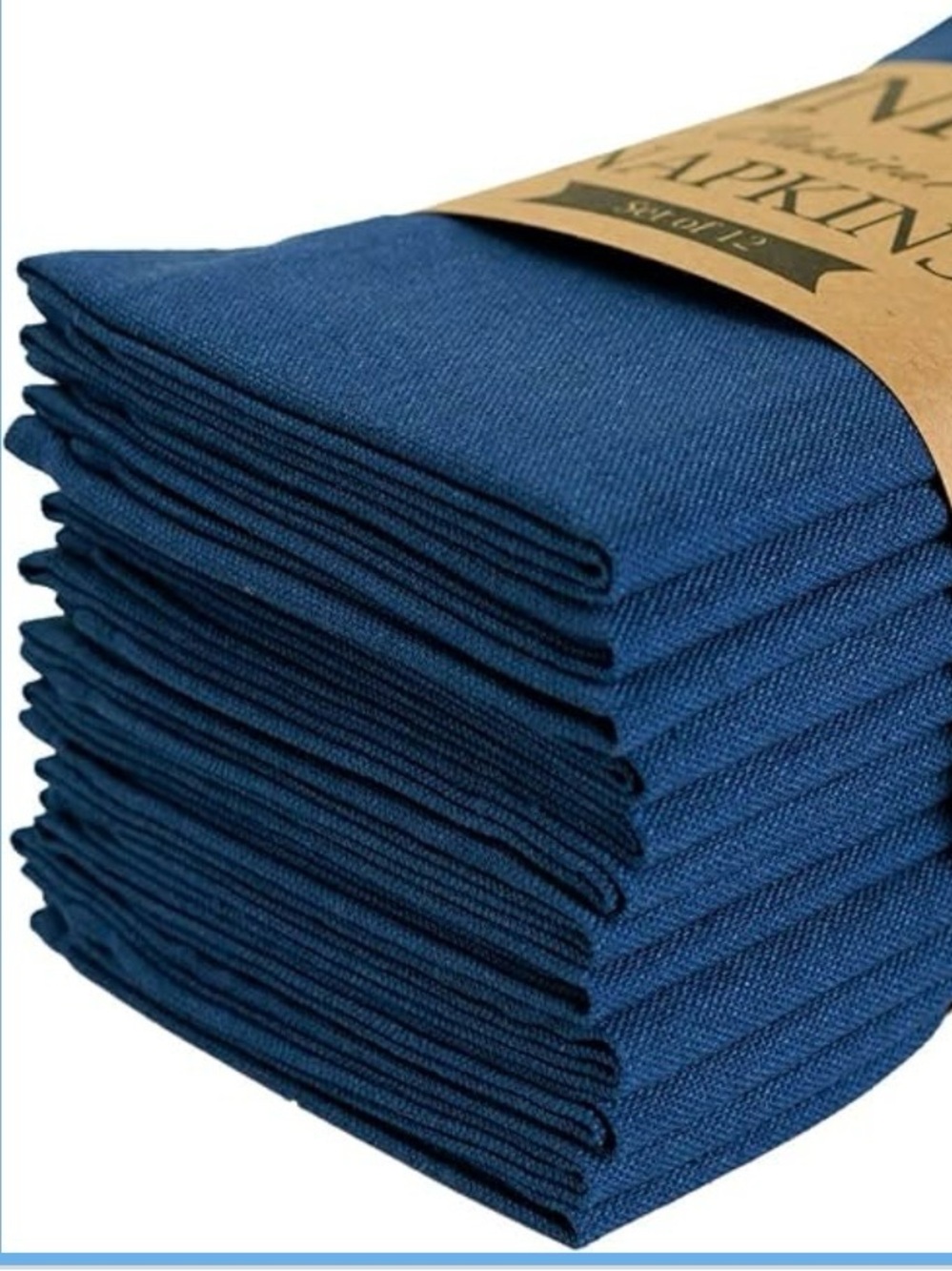 NEW Linen Blend Thin Dinner Cloth Napkins - Set of 12 (40 x 40 cm). Navy Blue